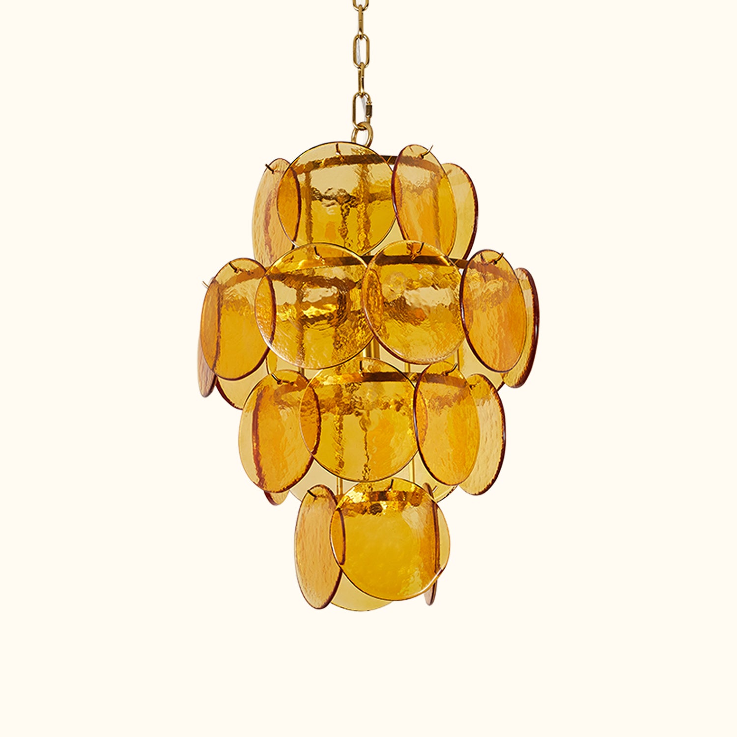 Vintage Italian Murano amber stain disks chandelier