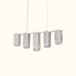 Glacier Arc Mid-Century Frosted Glass Linear Chandelier