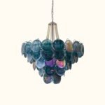 Italian Blue Disc Pearl Murano Chandelier