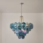 Italian Blue Disc Pearl Murano Chandelier - Image 2