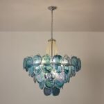 Italian Blue Disc Pearl Murano Chandelier - Image 6