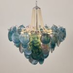 Italian Blue Disc Pearl Murano Chandelier - Image 11