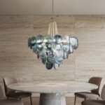 Italian Blue Disc Pearl Murano Chandelier - Image 12