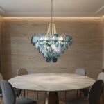 Italian Blue Disc Pearl Murano Chandelier - Image 8