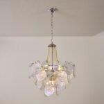 Italian Clear Disc Pearl Murano Chandelier - Image 4