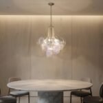 Italian Clear Disc Pearl Murano Chandelier - Image 2