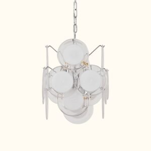Midcentury Murano Glass Discs Italian Chandeliers, 1970s