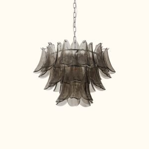 Modernist Feather Chandelier in Murano Smoked Topaz Glass