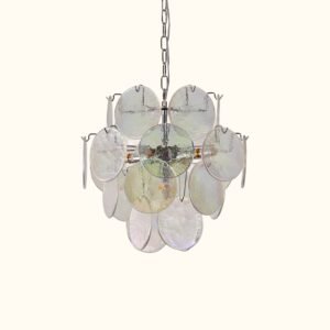 Modernistischer mundgeblasener Murano Scheibenkronleuchter Small