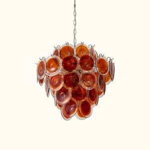 Modernistischer mundgeblasener Murano Scheibenkronleuchter