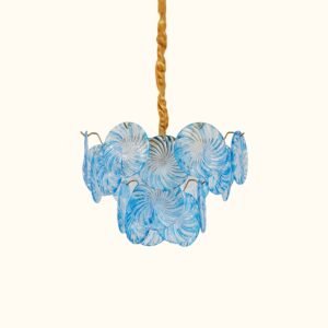 Azzurra Blue Murano Glass Disc Chandelier