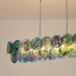 Two-tier rectangular Murano chandelier in space-age iridescent glass - Image 4
