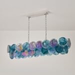 Two-tier rectangular Murano chandelier in space-age iridescent glass - Image 2