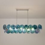Two-tier rectangular Murano chandelier in space-age iridescent glass - Image 6
