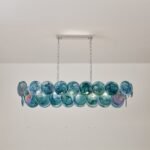 Two-tier rectangular Murano chandelier in space-age iridescent glass - Image 3