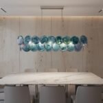 Two-tier rectangular Murano chandelier in space-age iridescent glass - Image 7
