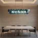 Two-tier rectangular Murano chandelier in space-age iridescent glass - Image 8