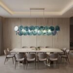 Two-tier rectangular Murano chandelier in space-age iridescent glass - Image 9