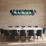 Two-tier rectangular Murano chandelier in space-age iridescent glass - Image 10