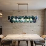 Two-tier rectangular Murano chandelier in space-age iridescent glass - Image 11