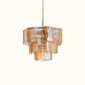 Vintage Italian Amber Glass Chandelier 1970s