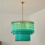 Emerald Cascade Murano Glass Chandelier - Image 19
