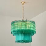 Emerald Cascade Murano Glass Chandelier - Image 20