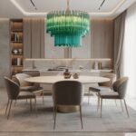Emerald Cascade Murano Glass Chandelier - Image 5