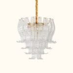 Italian Murano Felci Clear Glass Chandeliers