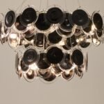 Modern Black Iridescent Glass Disc Chandelier - Image 14