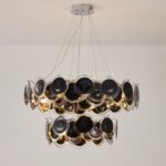 Modern Black Iridescent Glass Disc Chandelier - Image 10
