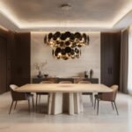 Modern Black Iridescent Glass Disc Chandelier - Image 2
