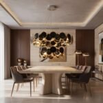Modern Black Iridescent Glass Disc Chandelier - Image 3