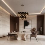Modern Black Iridescent Glass Disc Chandelier - Image 4