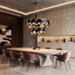 Modern Black Iridescent Glass Disc Chandelier - Image 7