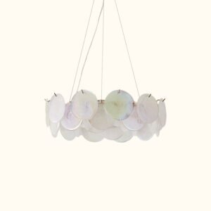Modern Pearl Iridescent Glass Disc Chandelier