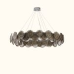Modern Smoke Iridescent Glass Disc Chandelier - Image 9