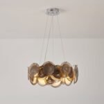 Modern Smoke Iridescent Glass Disc Chandelier - Image 12