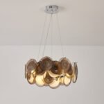 Modern Smoke Iridescent Glass Disc Chandelier - Image 15