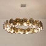 Modern Smoke Iridescent Glass Disc Chandelier - Image 16