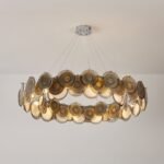 Modern Smoke Iridescent Glass Disc Chandelier - Image 18