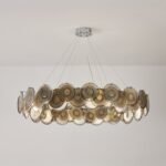 Modern Smoke Iridescent Glass Disc Chandelier - Image 20