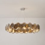 Modern Smoke Iridescent Glass Disc Chandelier - Image 21