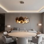 Modern Smoke Iridescent Glass Disc Chandelier - Image 4