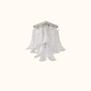 Murano Style White Floral Glass Chandelier