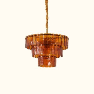 Amber-Murano-Glass-Cascade-Tiered-Chandelier