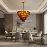 Amber-Murano-Glass-Cascade-Tiered-Chandelier - Image 3