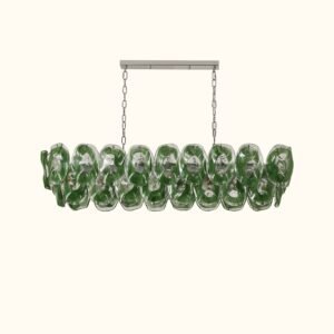 Murano-Style Sculpted Glass Link Cascade Linear Chandelier