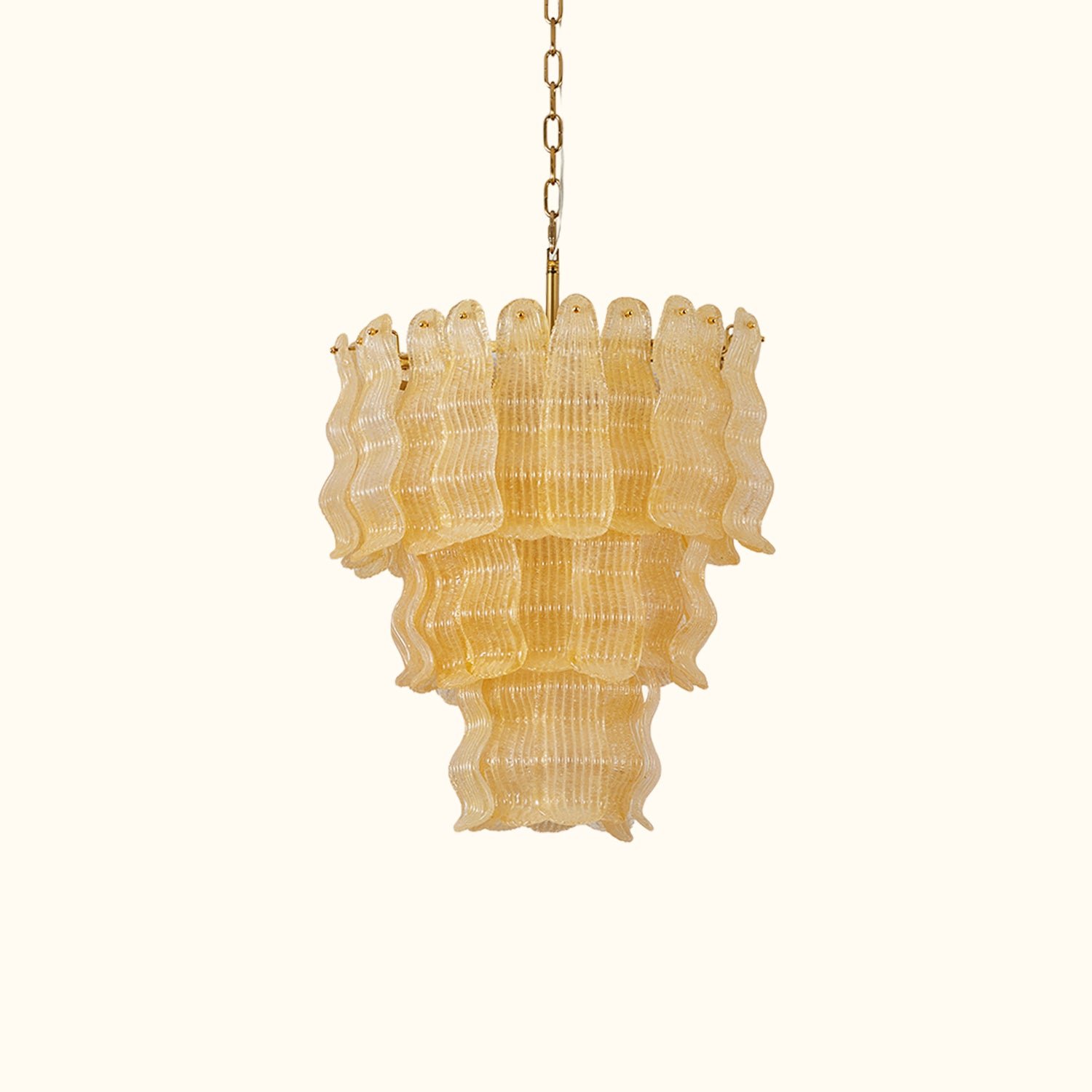 Tiered-Ribbed-Glass-Cascade-Chandelier01 Tiered Ribbed Glass Cascade Chandelier - Image 1