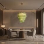Tiered Ribbed Glass Cascade Chandelier - Image 6